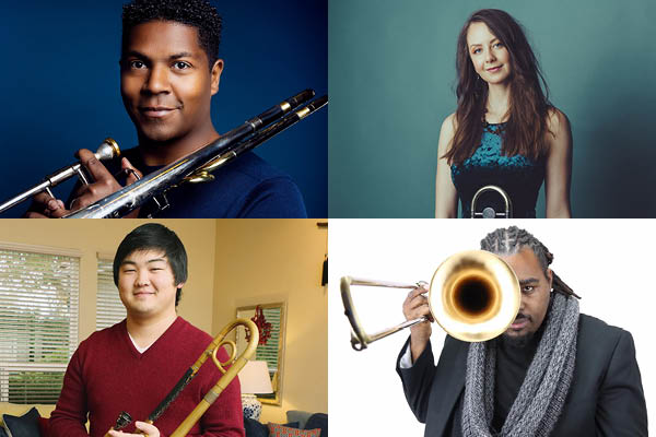 SJW faculty trombonists Javier Nero, Natalie Cressman, Jon Hatamiya and Lemar Guillary nominated for 2023 Grammy awards.